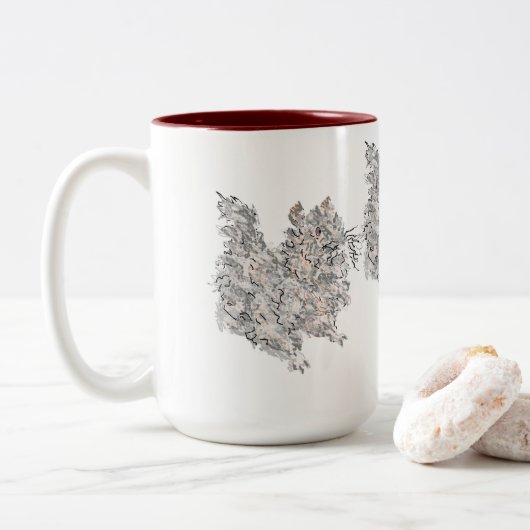 Mok: Piepend Tweekleurige Koffiemok (Met donut)