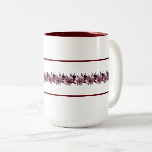 Mok - Plum Blossom tussen Maroon Lines (Voorkant rechts)