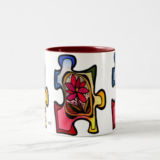 Mok puzzelstuk, rode ventilator (Center)