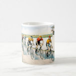 Mok Race Cyclist Vintage Cyclist<br><div class="desc">Met de naam ‘Wheelmen in a red hot finish’, shows onze cadeau-mok voor fietsfans een kunstenaarsillustratie van een close run-finish van een wielerwedstrijd van artiest John Cameron. Alle fietsers hebben een snorren aan het stuur en ze lijken allemaal vastbesloten om te winnen op hun fietsen. Rechts van de bikers staan...</div>