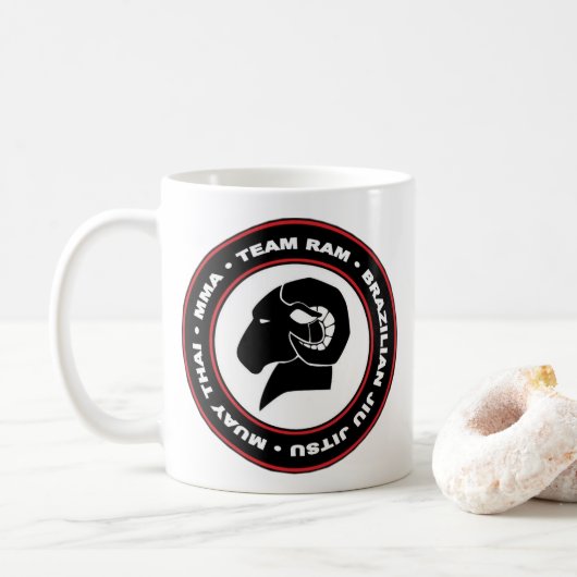 MOK RAM-koffie, zwart-wit en rood Logo (Met donut)