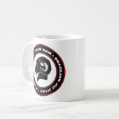 MOK RAM-koffie, zwart-wit en rood Logo (Voorkant links)