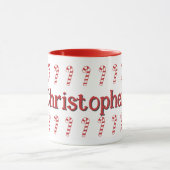 Mok - Red Candy Canes met naam (Midden)