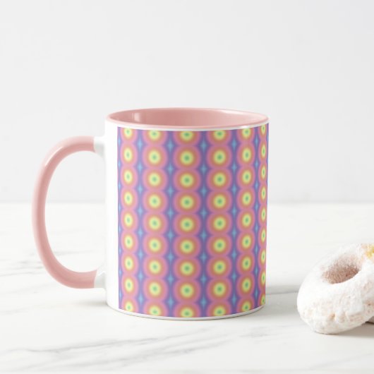 Mok - Regenboogkleuren in cirkels (Met donut)