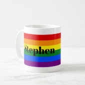 Mok regenboogpride vlag met Jouw naam (Voorkant links)
