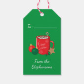 Mok rode cacao met Marshmallows Green Gift Labels Cadeaulabel (Voorkant)