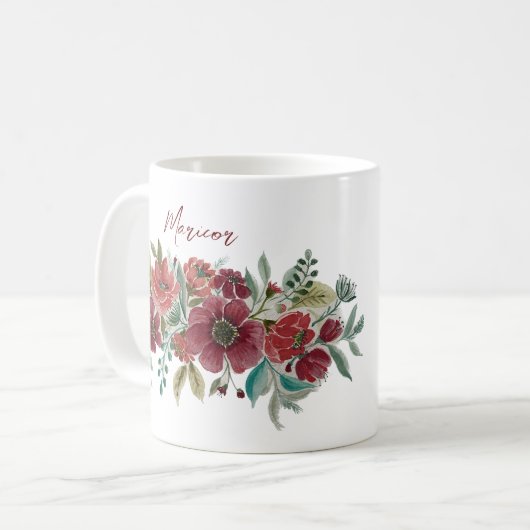 Mok Rode Floral Coffee (Voorkant links)