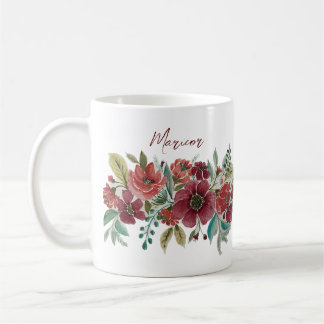 Mok Rode Floral Coffee
