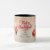 Mok rode glitter Bulbs Feliz Navidad Snowflake (Midden)
