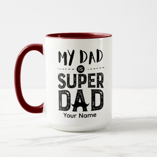Mok rode handgreep mijn vader is super papa koffie (Links)