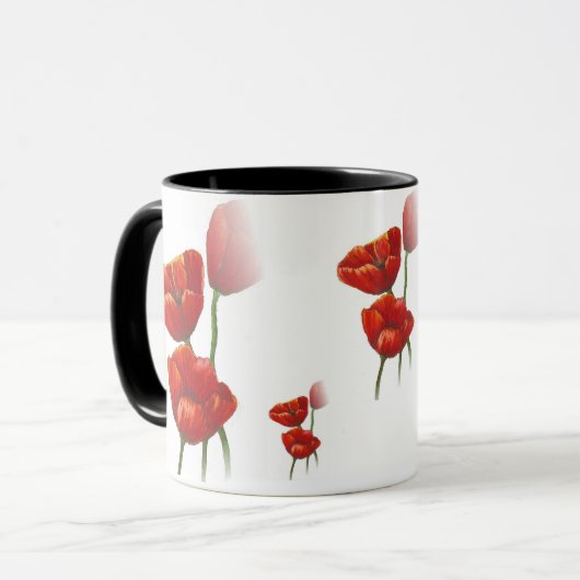 Mok rode papaver (Voorkant links)