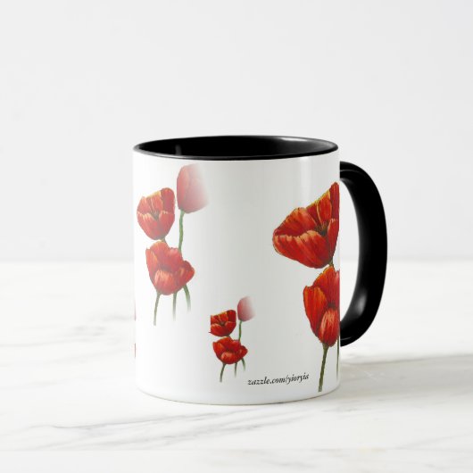 Mok rode papaver (Voorkant rechts)