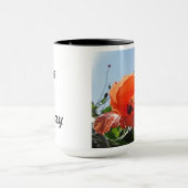 Mok rode papaver: "heb een leuke dag" (Midden)