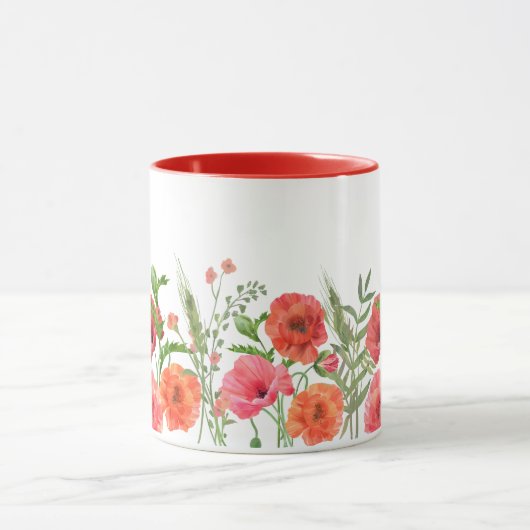 Mok rode papaverbloemen (Midden)