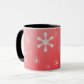Mok rode sneeuwvlokken (Voorkant links)