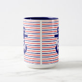 Mok rode witte en marinestripes W/Anchors koffie (Center)