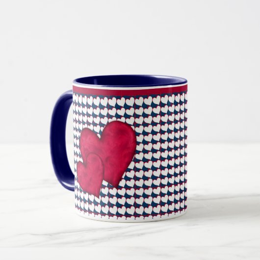 Mok rood en wit hart (Voorkant links)