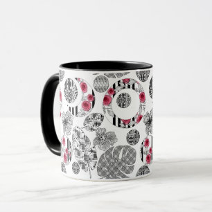 Mok, Rood en Zwart, Quilten, Patchwork, Landelijk Mok