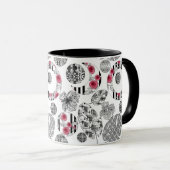 Mok, Rood en Zwart, Quilten, Patchwork, Landelijk Mok (Voorkant rechts)