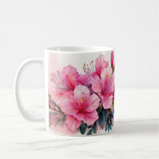 Mok - Roze Azaleas Bloemen, Waterverf Kunst