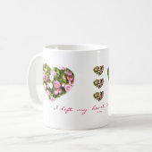 Mok roze bloemen hart (Voorkant links)