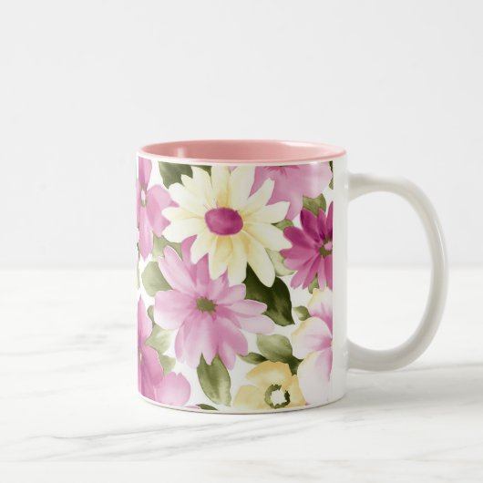 Mok roze en gele bloemen (Rechts)