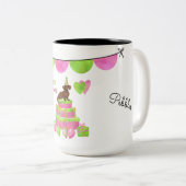 Mok roze en groene Dachshund Birthday (Voorkant rechts)
