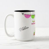 Mok roze en groene Dachshund Birthday (Links)