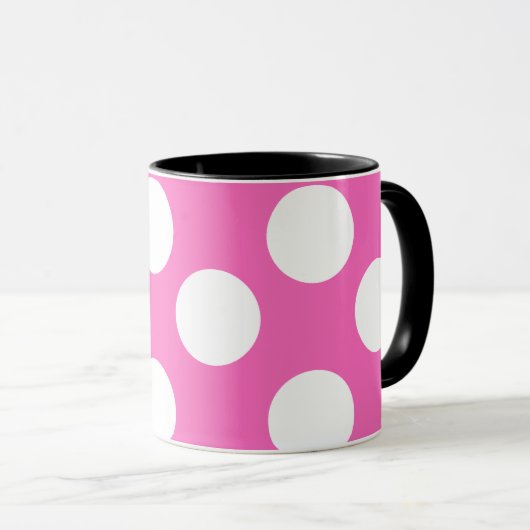 Mok roze en witte grote poka stip (Voorkant rechts)