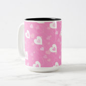 Mok roze en witte harten Patroonkoffie (Voorkant links)