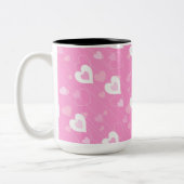 Mok roze en witte harten Patroonkoffie (Links)