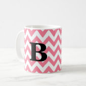 Mok roze en zwarte Chevron Monogram (Voorkant links)