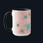 Mok roze isomische stookolie<br><div class="desc">Dit roze Iconische atoomstartpatroon barst het patroon van de Mok uit met iconische atomaire sterrenbursts. Dat klopt! De oude school, First Lady Pink, met gouden gekleurde achtergrond, is de perfecte achtergrond voor de levendige turquoise, het verzachten van selderij en kitschy peren groene cirkels. De vlekken van kleur worden sporadisch geplaatst...</div>