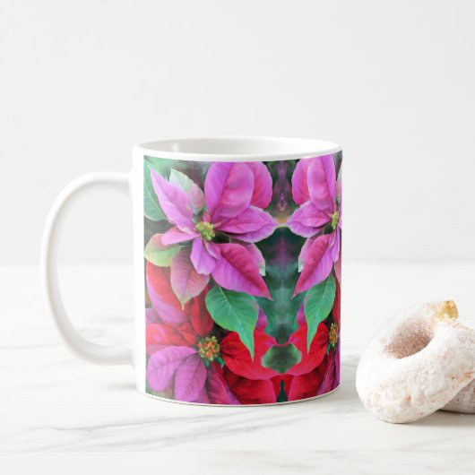 Mok Roze & Rode Poinsettias (Met donut)