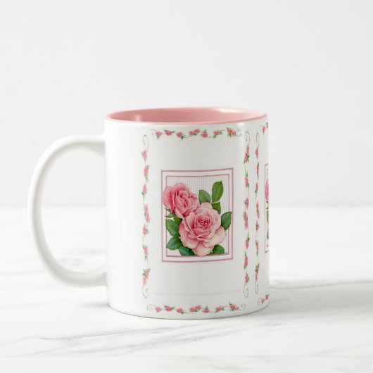 Mok-roze rozen tweekleurige koffiemok (Links)