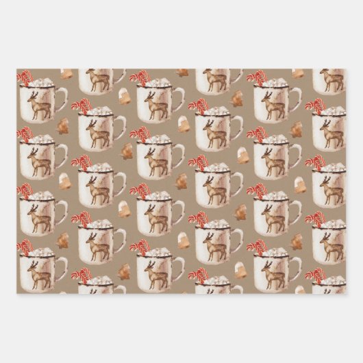 Mok Rustic Kraft Peppermint Cocoa Cookies Reindeer Inpakpapier Vel (Voorkant 2)