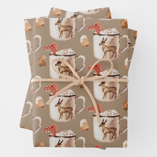 Mok Rustic Kraft Peppermint Cocoa Cookies Reindeer Inpakpapier Vel (In situ)