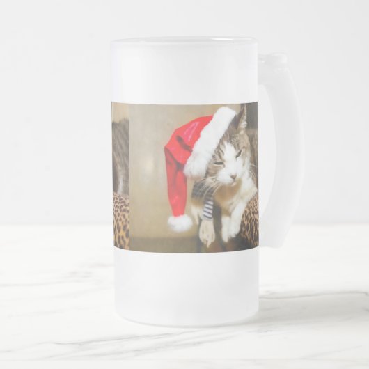Mok Santa Kat Painterly Frosted Glass Beer (Voorkant rechts)