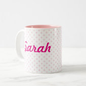 ♥ MOK ♥ SARAH roze polka dot girly personaliseren (Voorkant links)