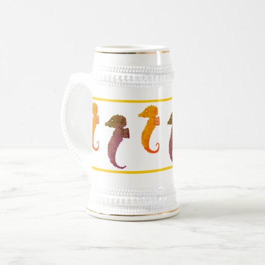 Mok - Seapaarden in bruin en Oranje (Voorkant links)