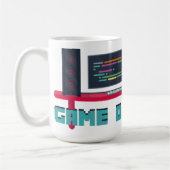 Mok spelontwikkelaar - blauwe letters (Links)