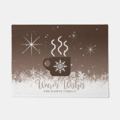 Mok Steaming Hot Drink met sneeuwrand Bruin ID595 Deurmat (Voorkant)