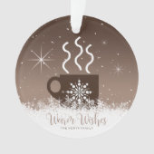 Mok Steaming Hot Drink met sneeuwrand Bruin ID595 Ornament (voorkant)