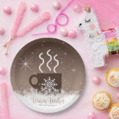 Mok Steaming Hot Drink met sneeuwrand Bruin ID595 Papieren Bordje (Feest)