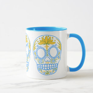 Mok Suikerschedel (blauw/geel)
