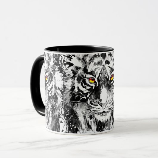 Mok Tiger Coffee | Tijgerzwart-witte Mok (Voorkant links)