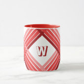 Mok - Tinten van rode strepen met Initiaal (Midden)