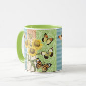 Mok Trendy Sunflower en Butterflies (Voorkant links)