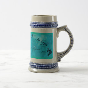 Mok Turquoise Hawaiian eilandkaart