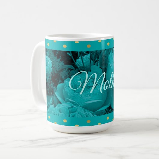 Mok Turquoise Roos Moederdag (Voorkant links)